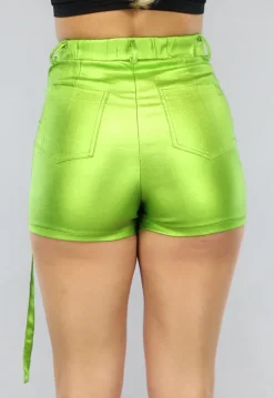 Groene Metallic Overslag Cargo Skort