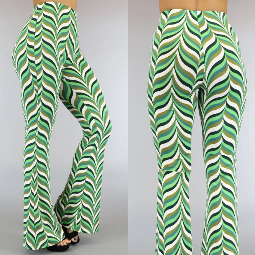 Groene Retro Tall Broek met Flair Pijpen