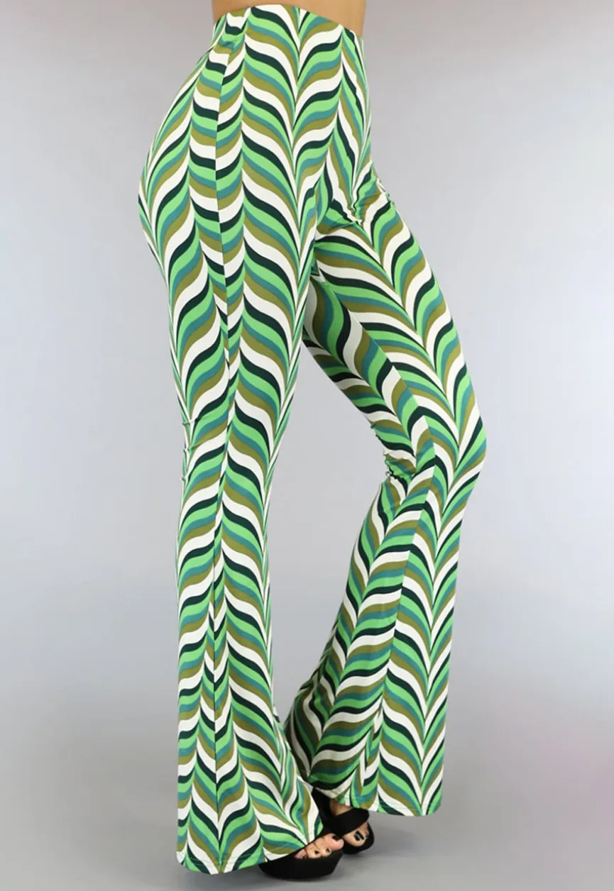 Groene Retro Tall Broek met Flair Pijpen