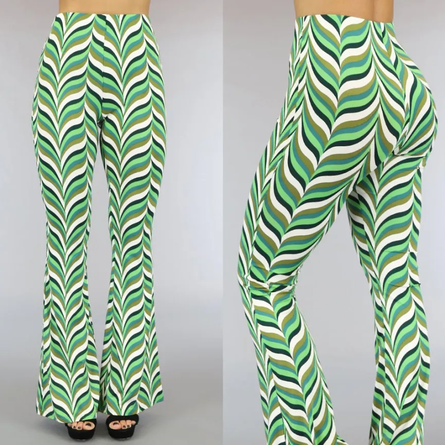Groene Retro Tall Broek met Flair Pijpen