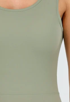 Groene Scrunch Jumpsuit met Lage Rug en Flared Pijpen