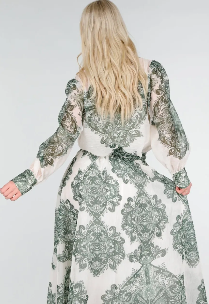 Groene Semi-Transparante Blouse met Paisley Print