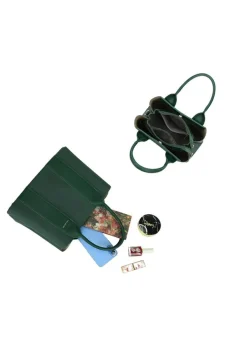 Groene Shopper met Dubbele Hengsels en Afneembare Schouderband