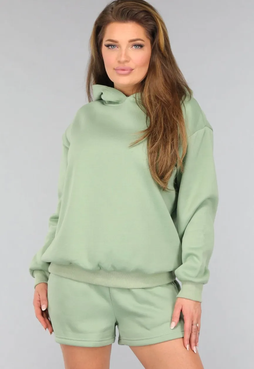 Groene Short Set met Hoodie