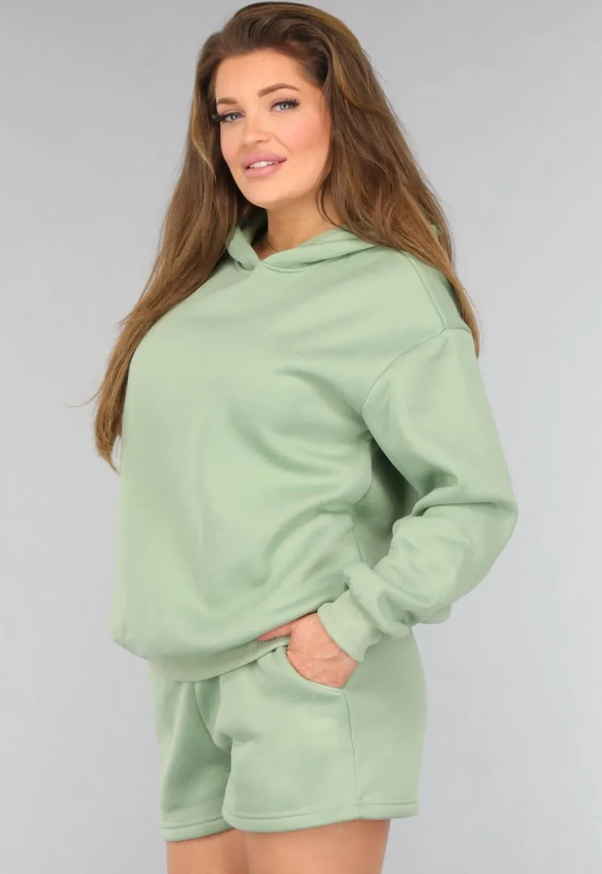 Groene Short Set met Hoodie