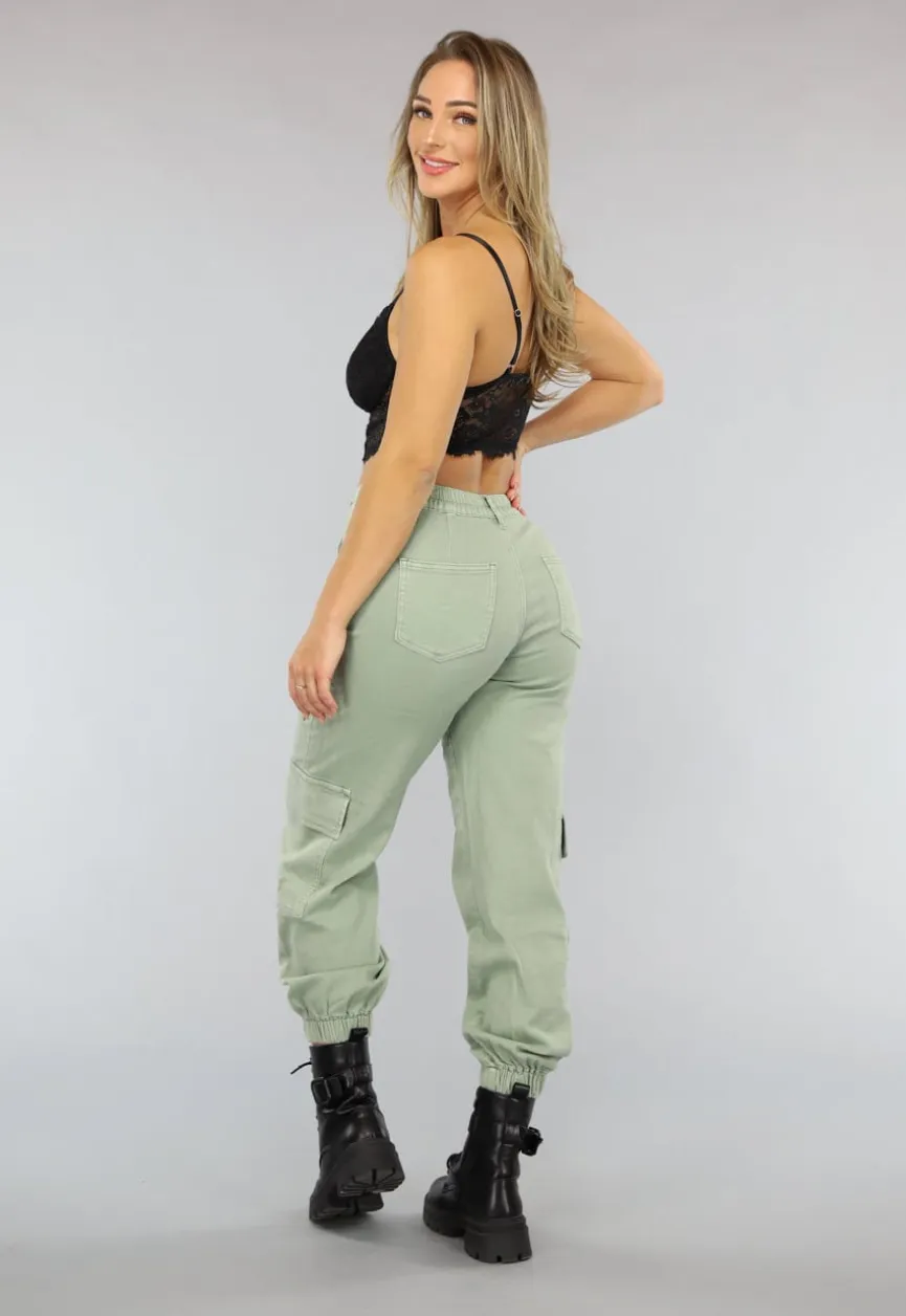 Groene Stretch Carpenter Broek met Zakken