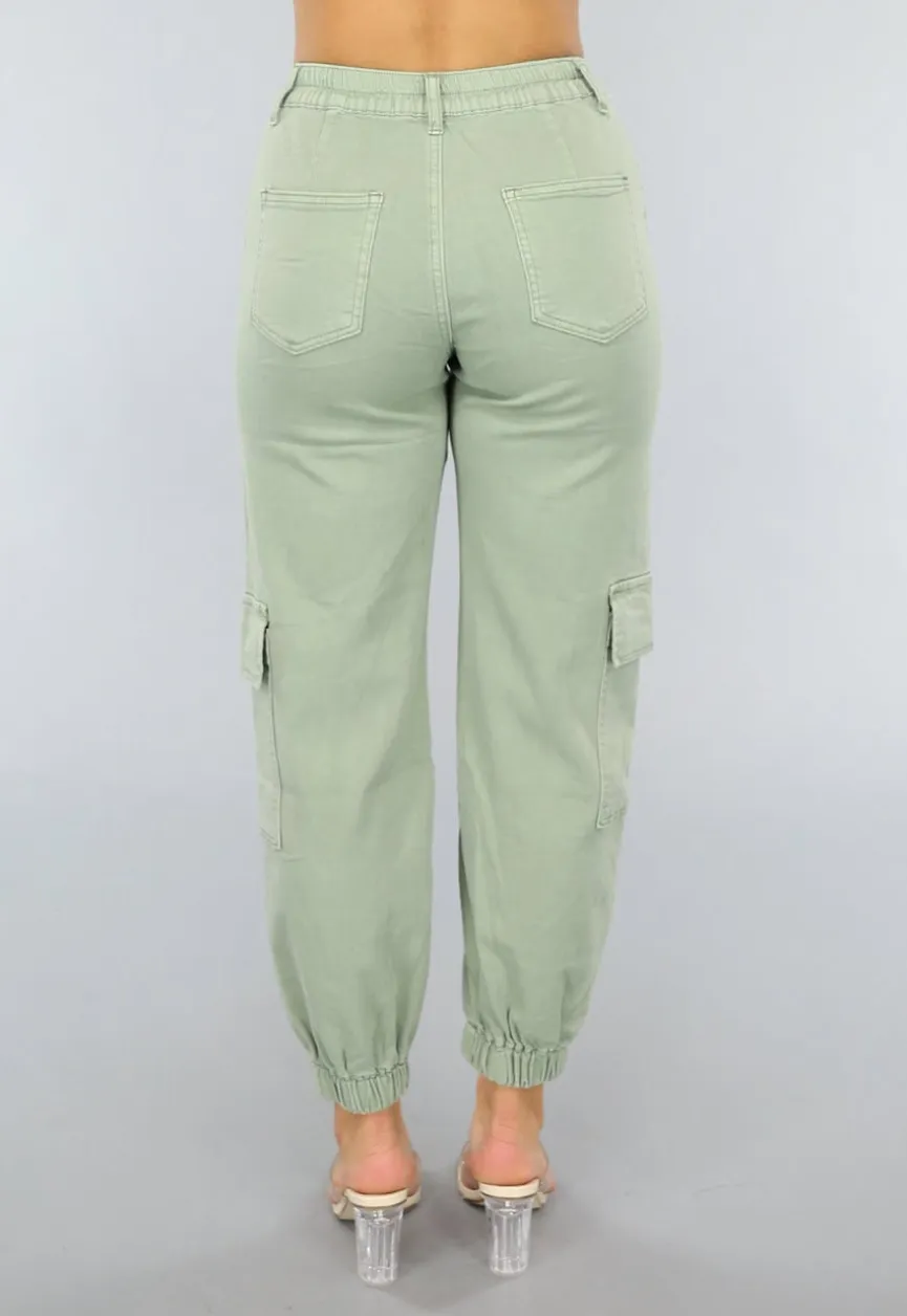 Groene Stretch Carpenter Broek met Zakken