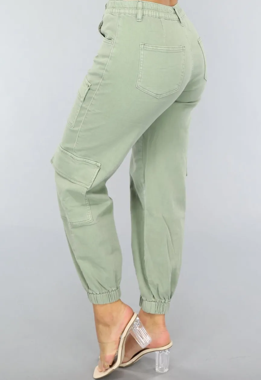 Groene Stretch Carpenter Broek met Zakken