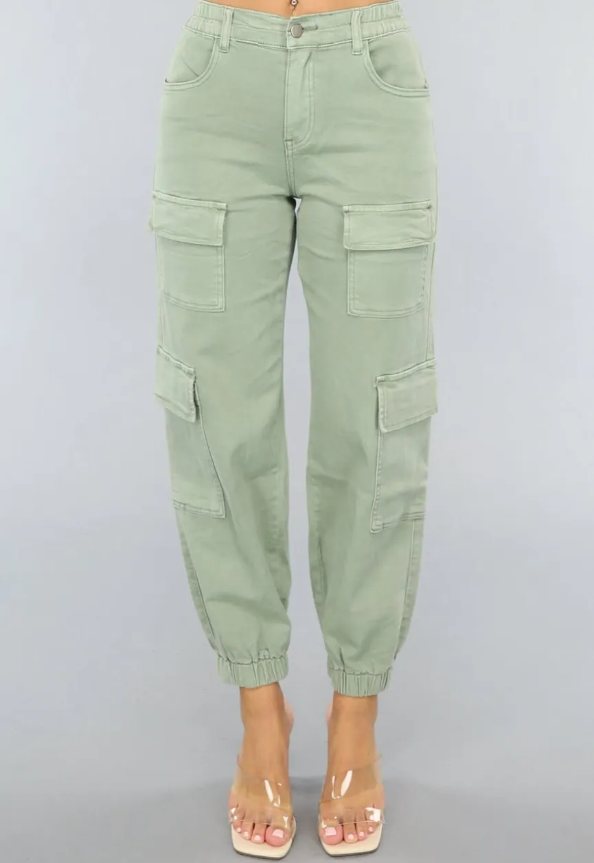 Groene Stretch Carpenter Broek met Zakken