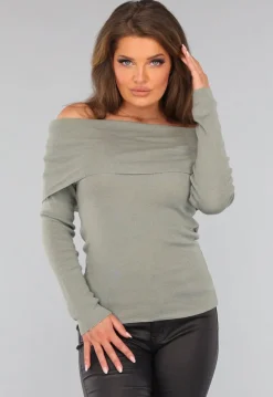 Groene Top met Omgeslagen Hals