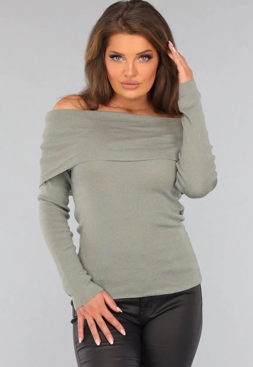 Groene Top met Omgeslagen Hals