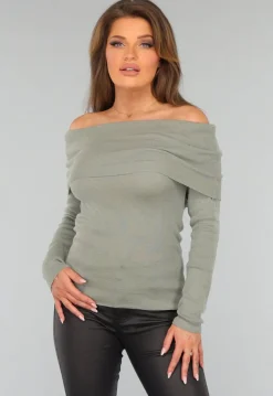 Groene Top met Omgeslagen Hals