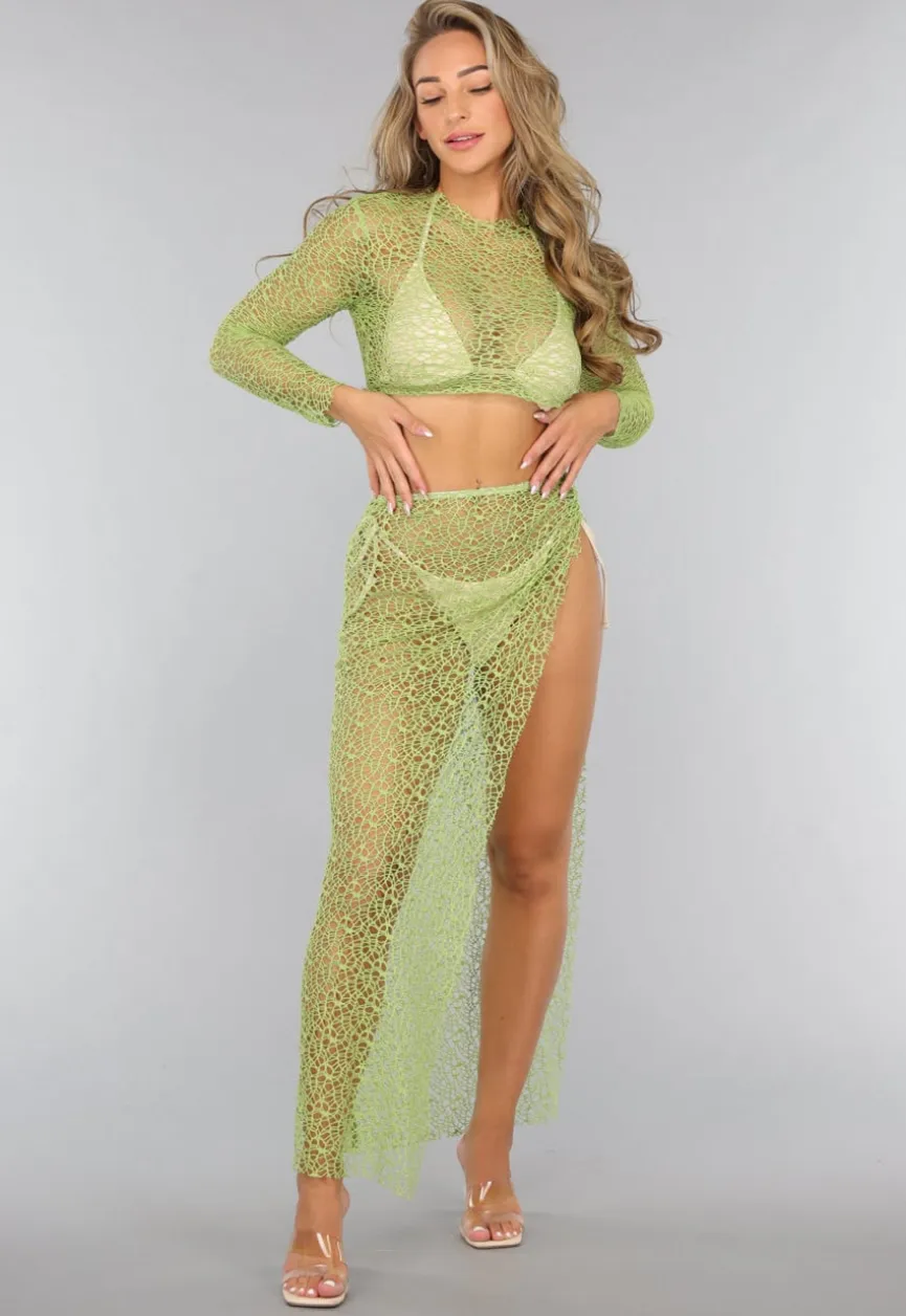 Groene Two Piece met Twist Rok