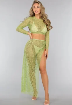 Groene Two Piece met Twist Rok