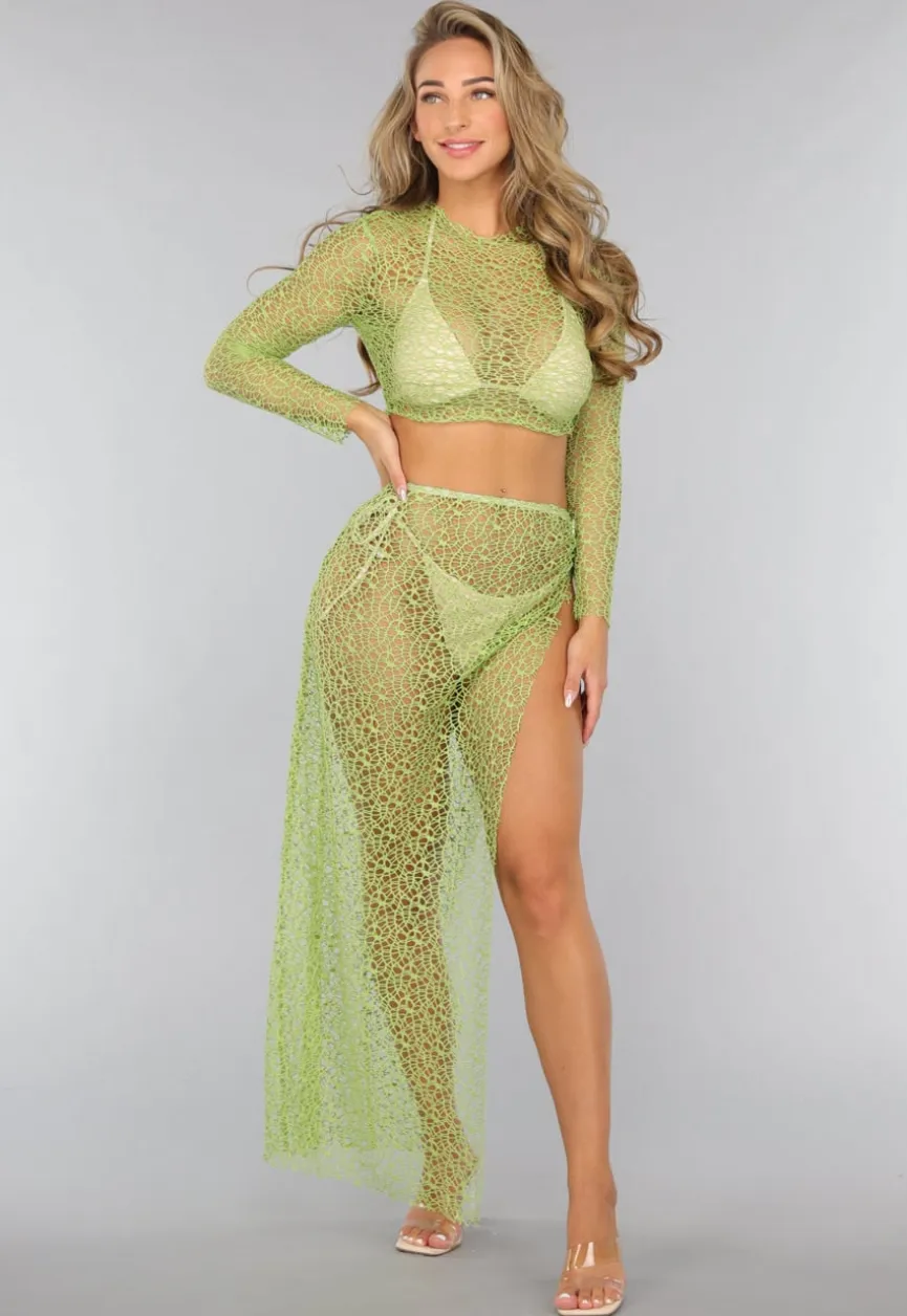 Groene Two Piece met Twist Rok