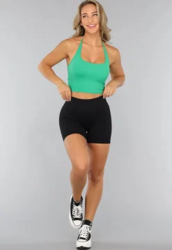 Groen Sporthemd met Halter Hals en Open Rug