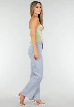 Groen Strapless Korset met Satijnen Veters