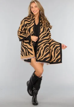 Grote Camel Zebra Print Sjaal