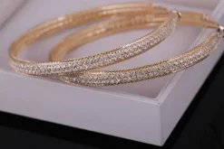 Grote Gouden Gaas Oorbellen met Strass