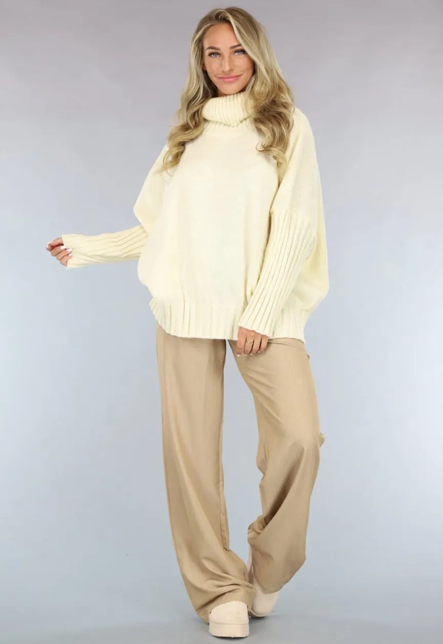 Grote Oversized Gebreide Trui Crème