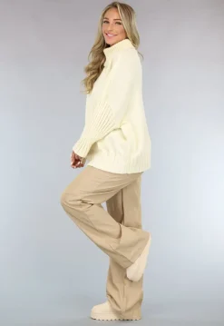Grote Oversized Gebreide Trui Crème