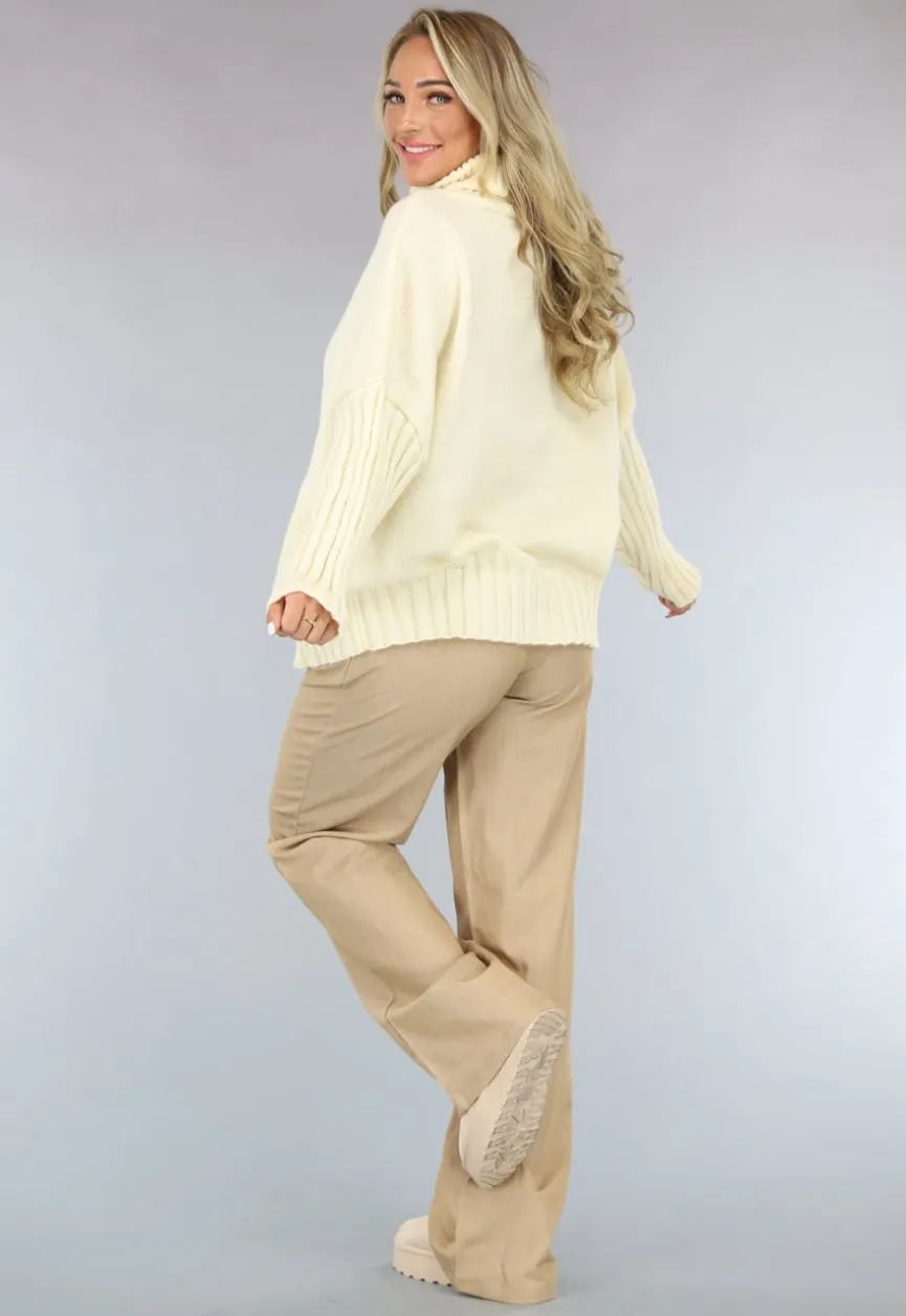 Grote Oversized Gebreide Trui Crème