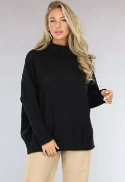 Grote Oversized Gebreide Trui Zwart