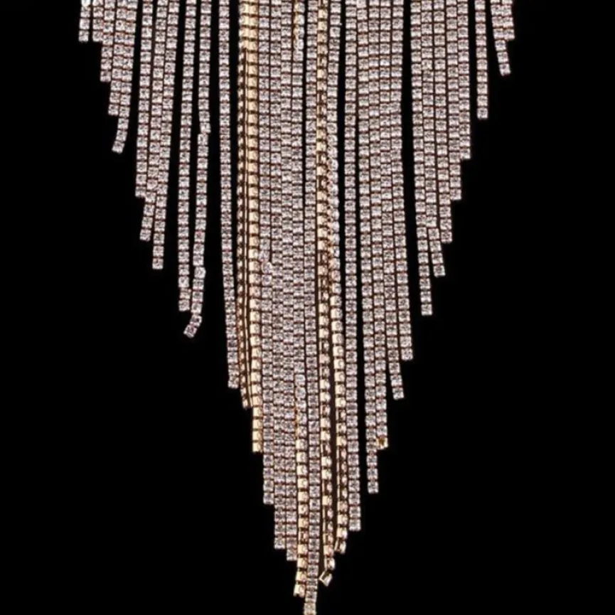 Grote Strass Choker met Strass Fringe