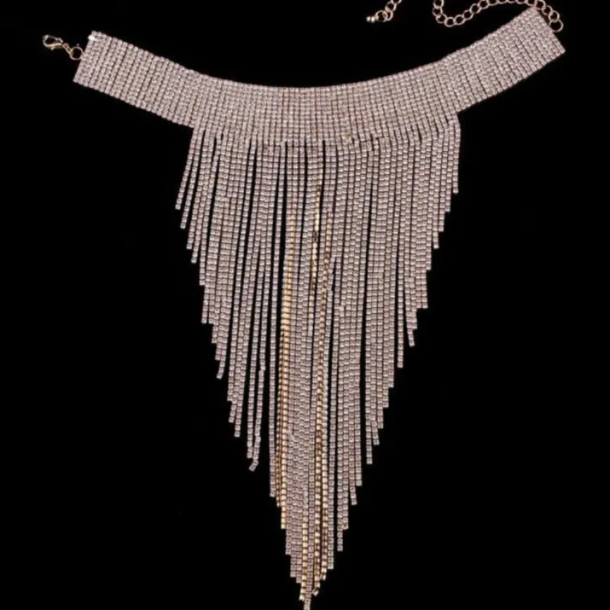 Grote Strass Choker met Strass Fringe