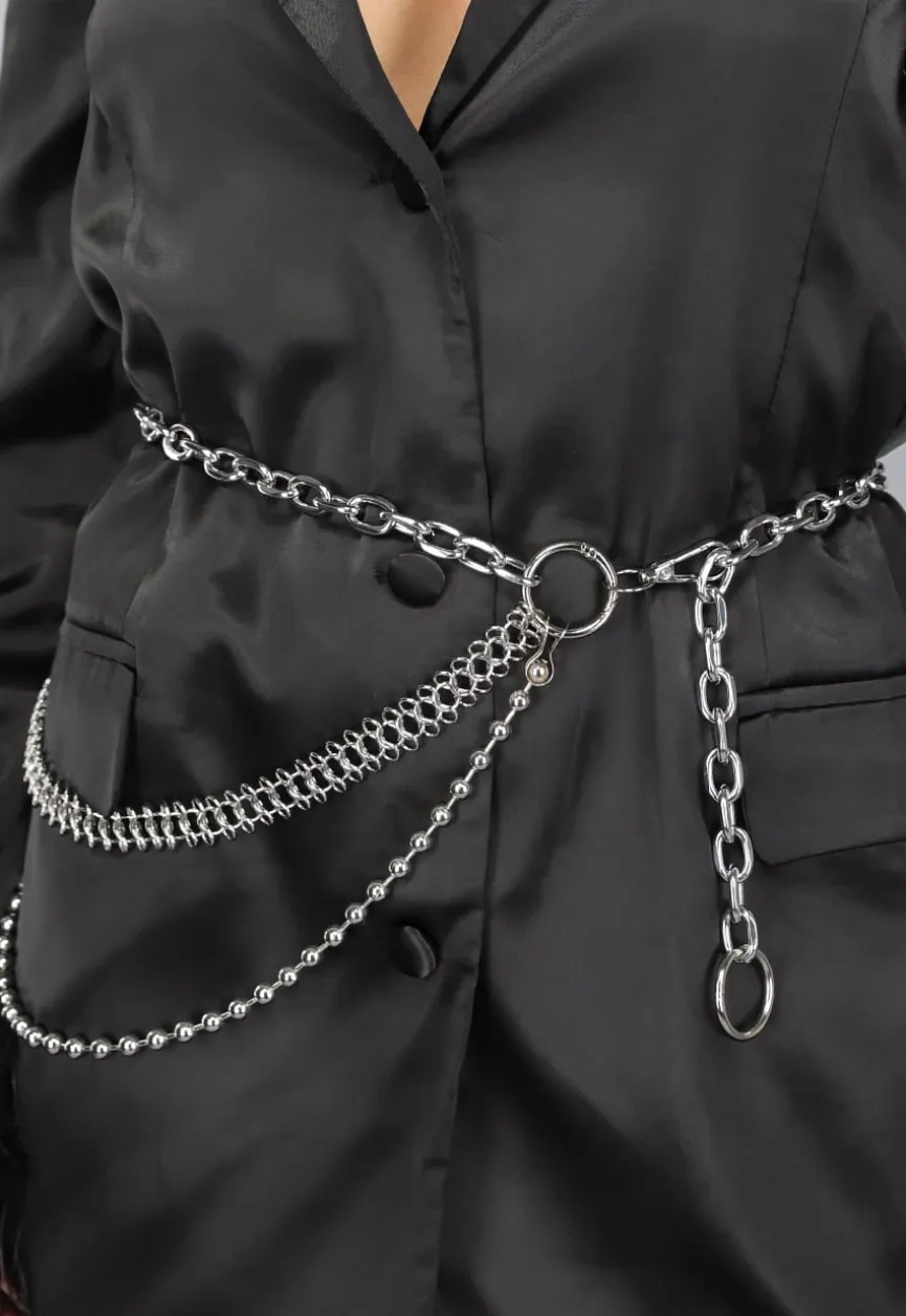 Grove Verstelbare Zilveren Taille Ketting
