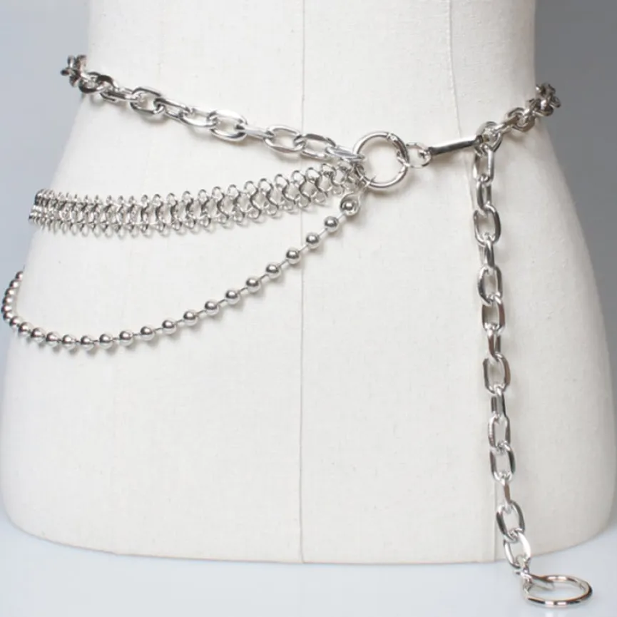 Grove Verstelbare Zilveren Taille Ketting