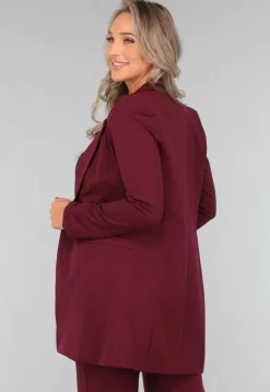 Halflange Burgundy Blazer met Stretch
