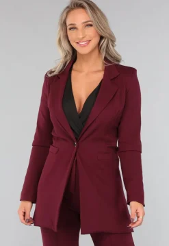 Halflange Burgundy Blazer met Stretch