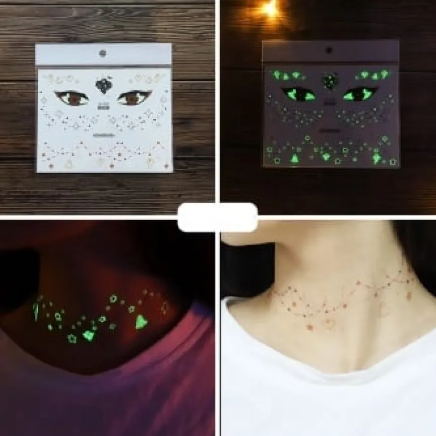 Halloween Glow In The Dark Tijdelijke Tattoo Set