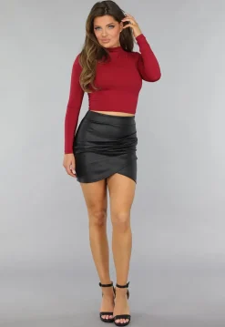High Neck Top in Burgundy