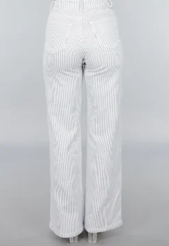 High Rise Straight Leg Jeans met Streeppatroon