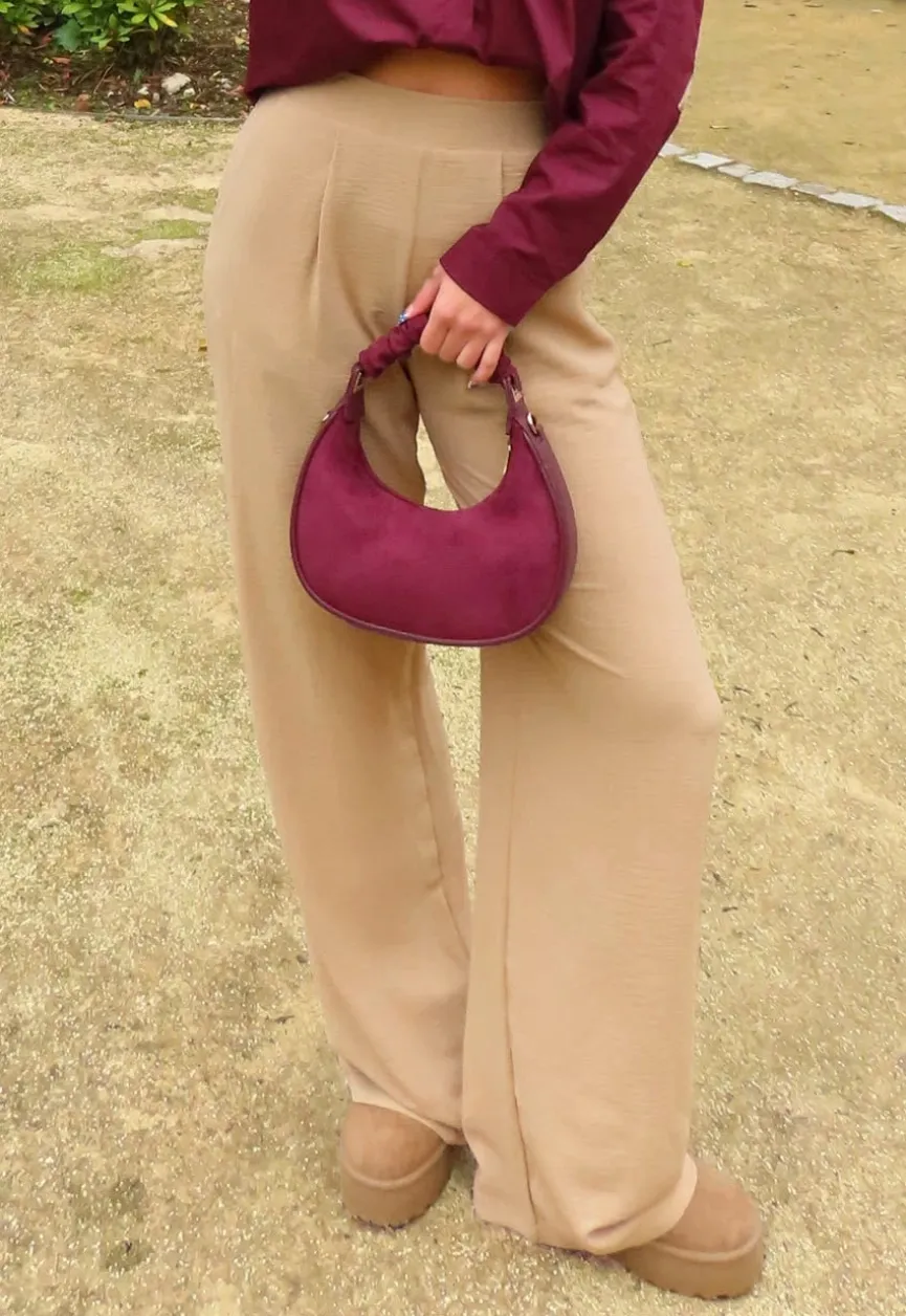 High Waist Beige Soepele Pantalon