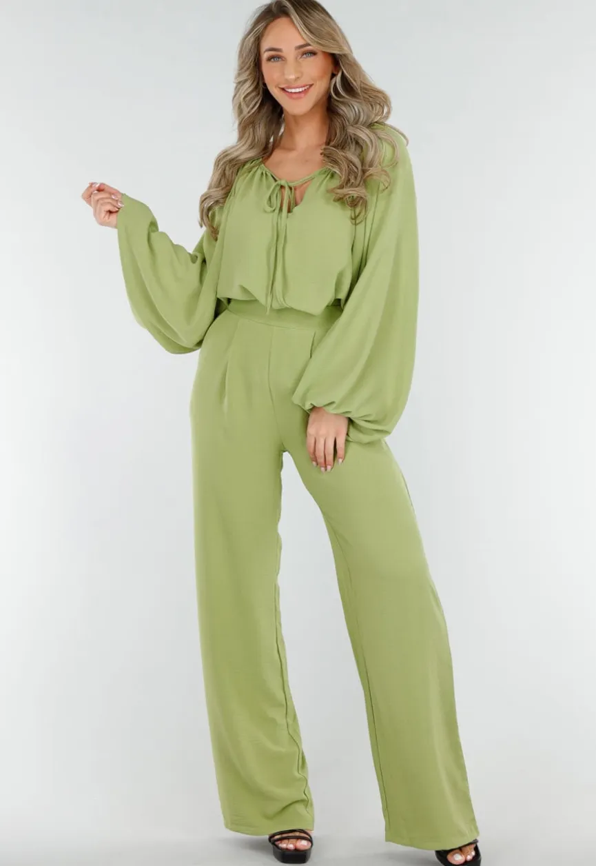 High Waist Olijfgroene Broek met een Linnenlook