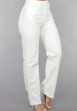 High Waist Straight Leg Witte Jeans