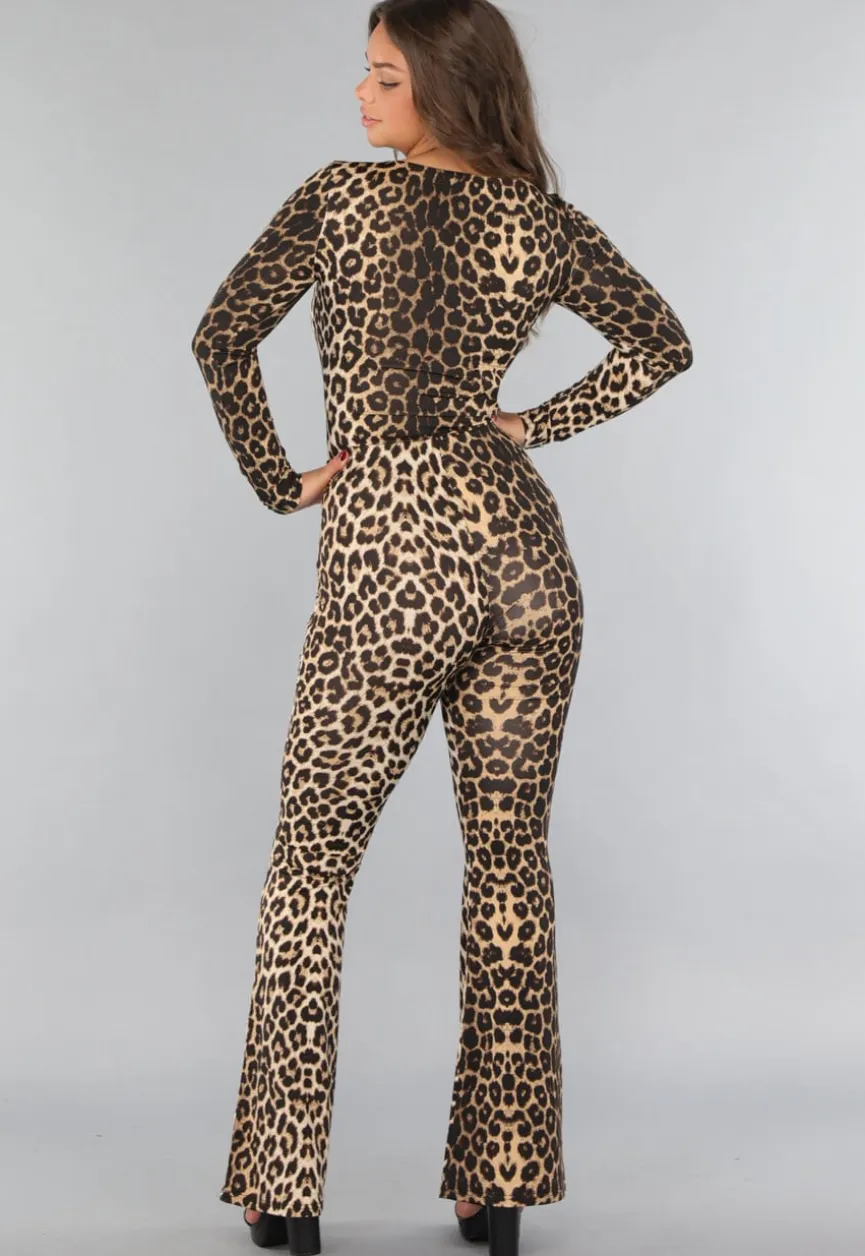 High Waist Tall Luipaard Flared Legging