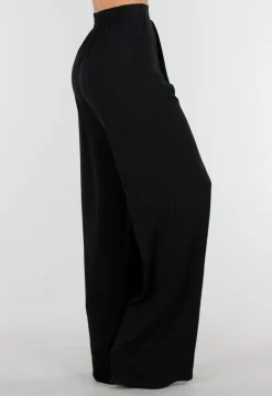 High Waist Zwarte Linnen Look Tall Broek met Tailleband