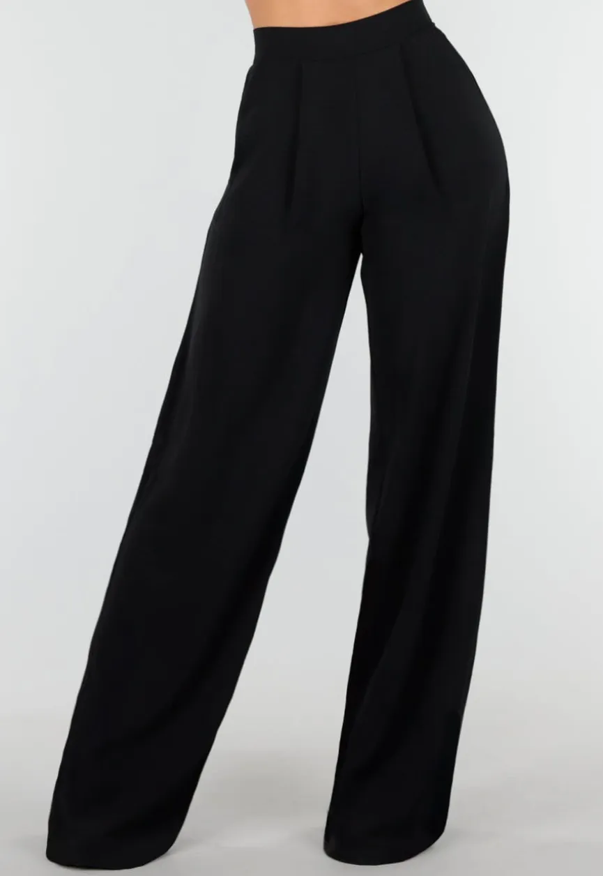 High Waist Zwarte Linnen Look Tall Broek met Tailleband