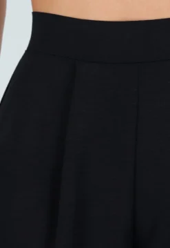 High Waist Zwarte Linnen Look Tall Broek met Tailleband