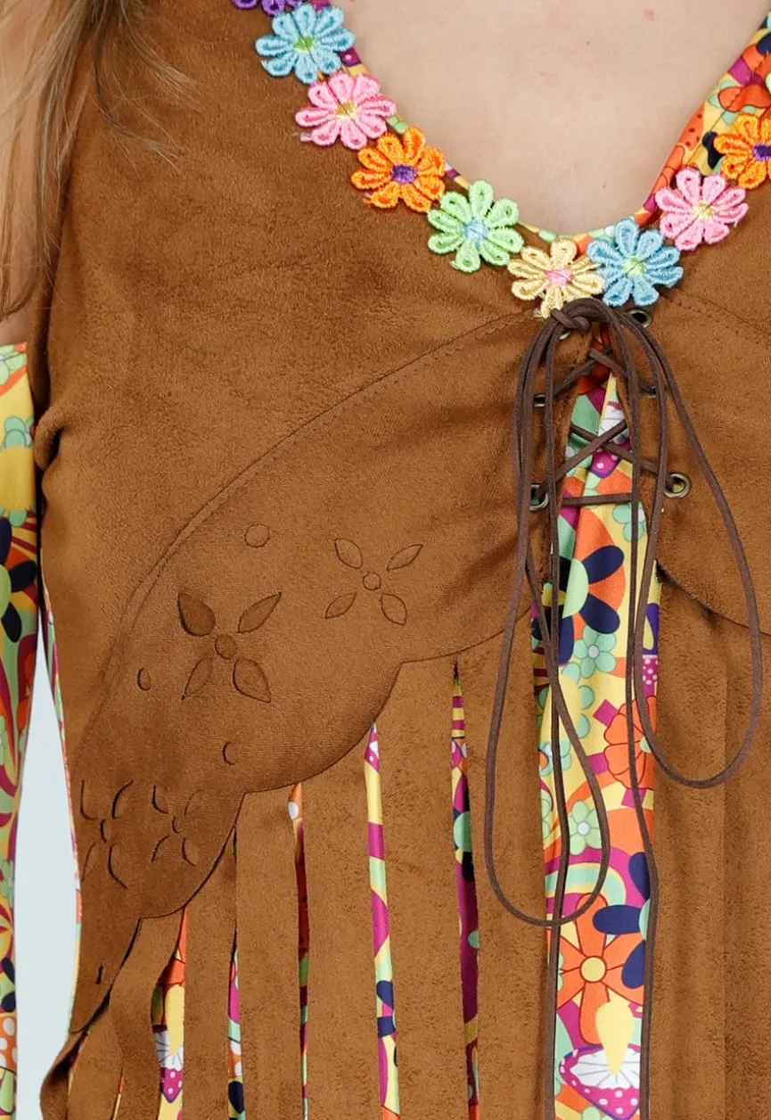 Hippie Jurk met Gilet en Hoofdband in Bloemenprint