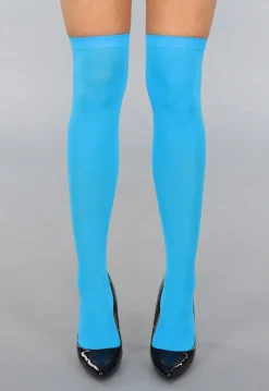 Hoge Blauwe Kousen met Antislip Pootafdrukken