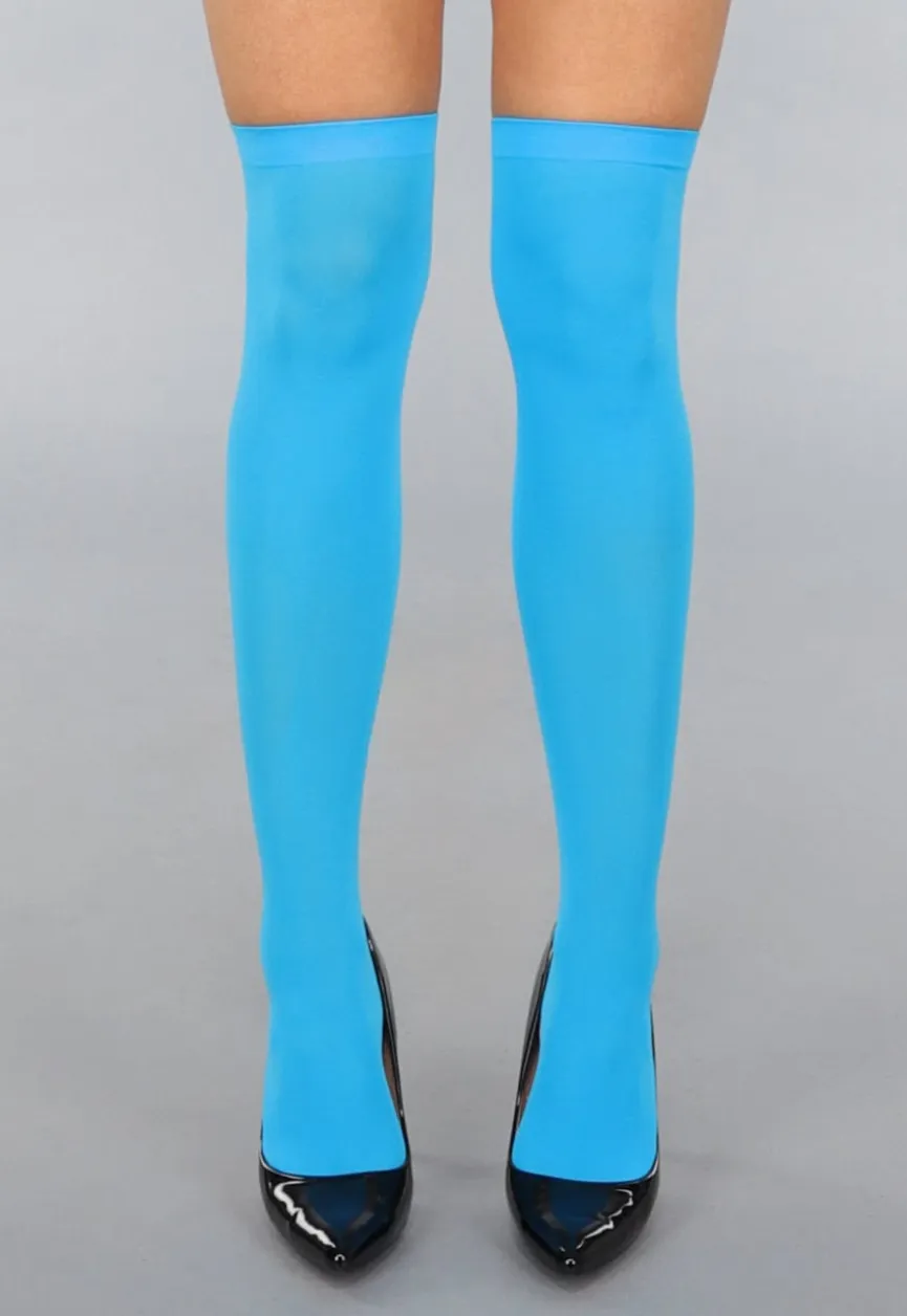Hoge Blauwe Kousen met Antislip Pootafdrukken