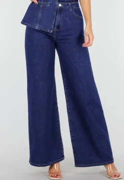 Hoge Taille Wide Leg Jeans in Blauw