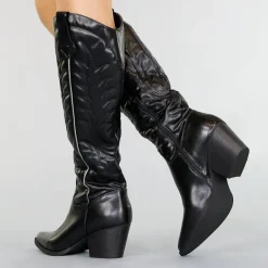 Hoge Zwarte Cowboylaarzen met Stiksels
