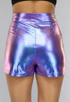 Holografisch Paarse Split Skort