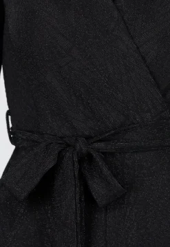 Jumpsuit met V-Hals en Lange Mouwen in Zwart met Glitterprint